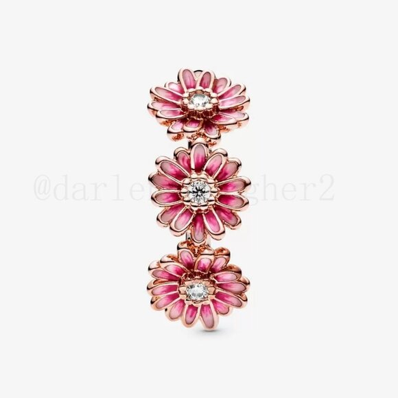 Pandora Pink Daisy Flower Trio Ring - Picture 2 of 4